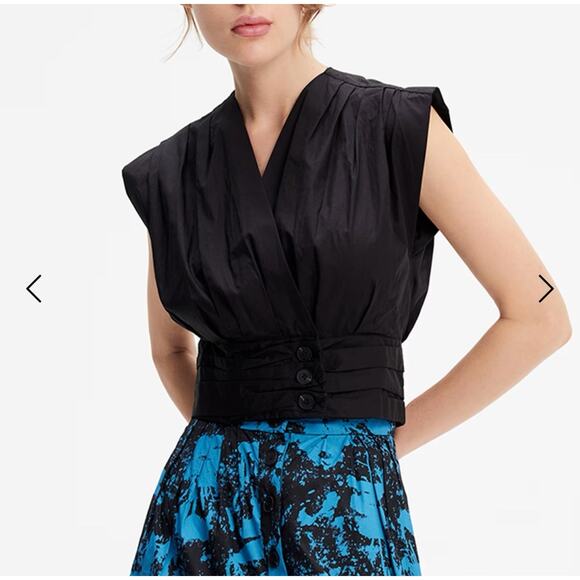 Wolf & Badger SJ Weekend Cross Heart Crop Top Wrap V Neck Blouse Side Zip 10 - Picture 13 of 16